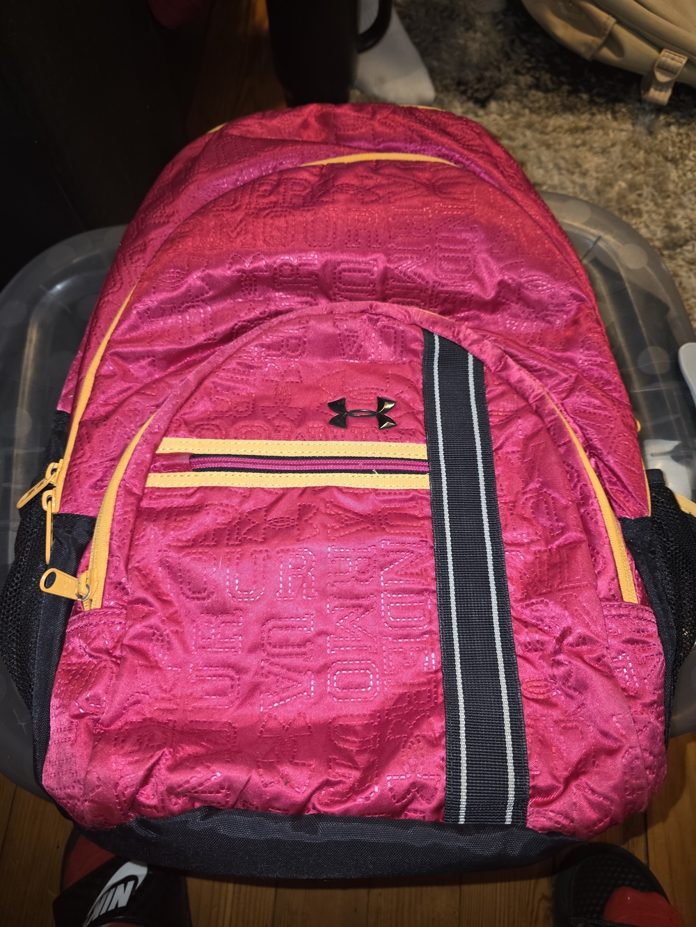 Under Armour Hot Pink Backpack with Yellow Accents
